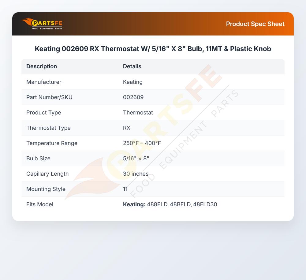 Keating 002609 Thermostat RX