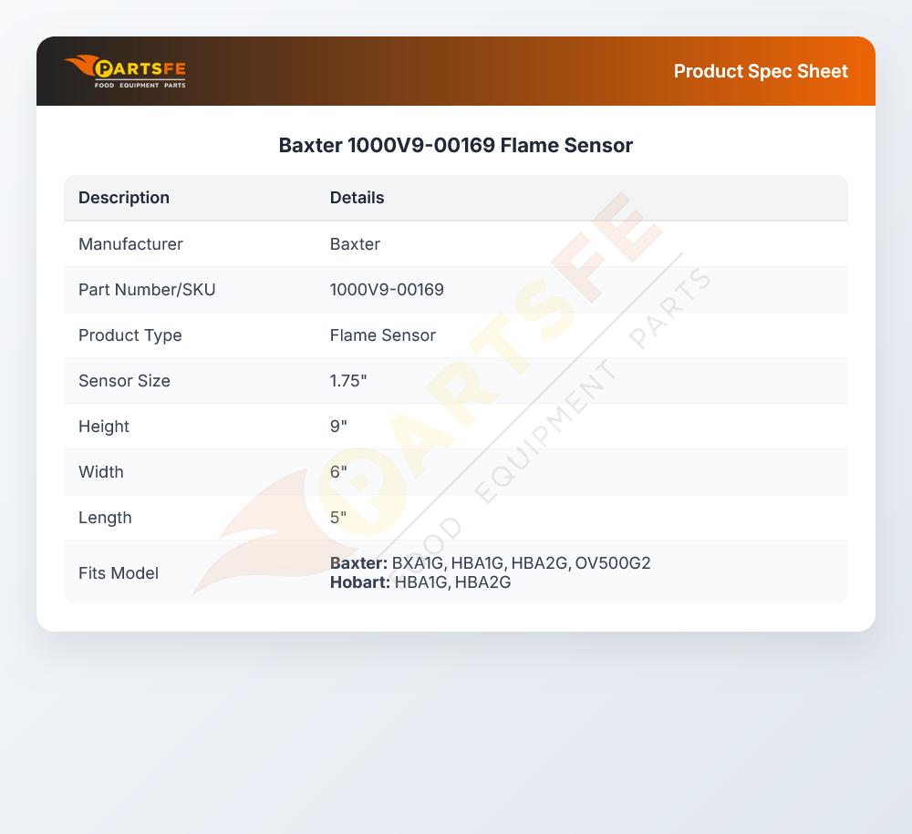 Baxter 1000V9-00169 Oven Flame Sensor