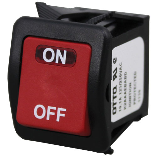 Vulcan Hart 00-810280-00001 Oven Red Lighted Rocker Switch W/ 1/4" Tab & 15/16" X 1-1/8" Hole, On/Off