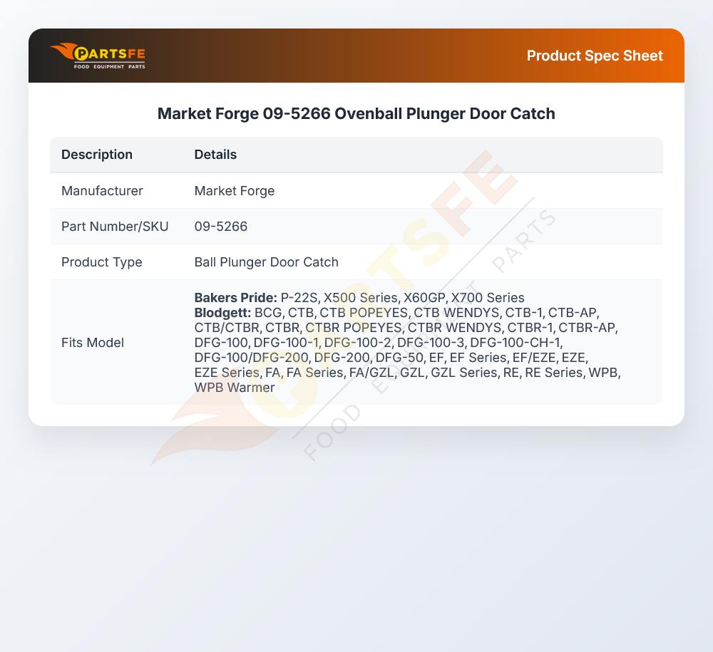 Market Forge 09-5266 Ovenball Plunger Door Catch