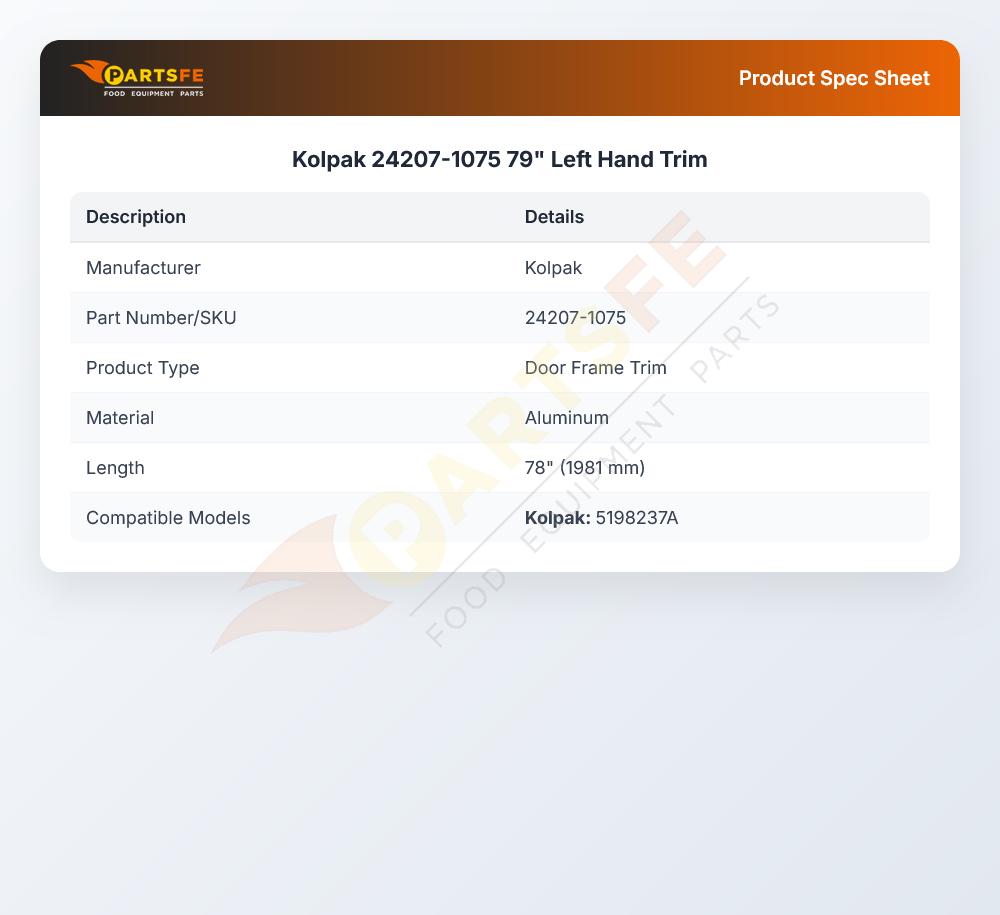 Kolpak 24207-1075 79" Left Hand Trim