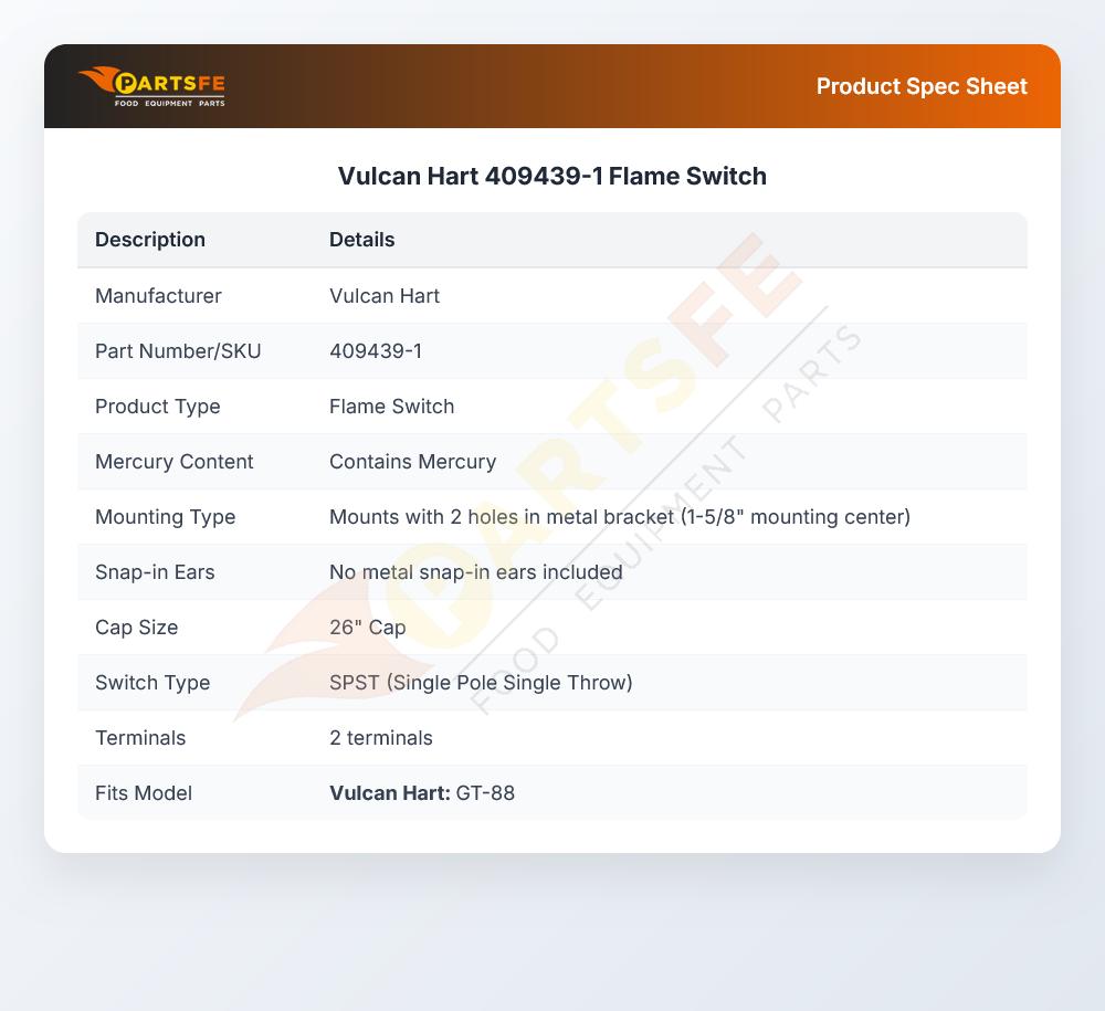 Vulcan Hart 409439-1 Flame Switch