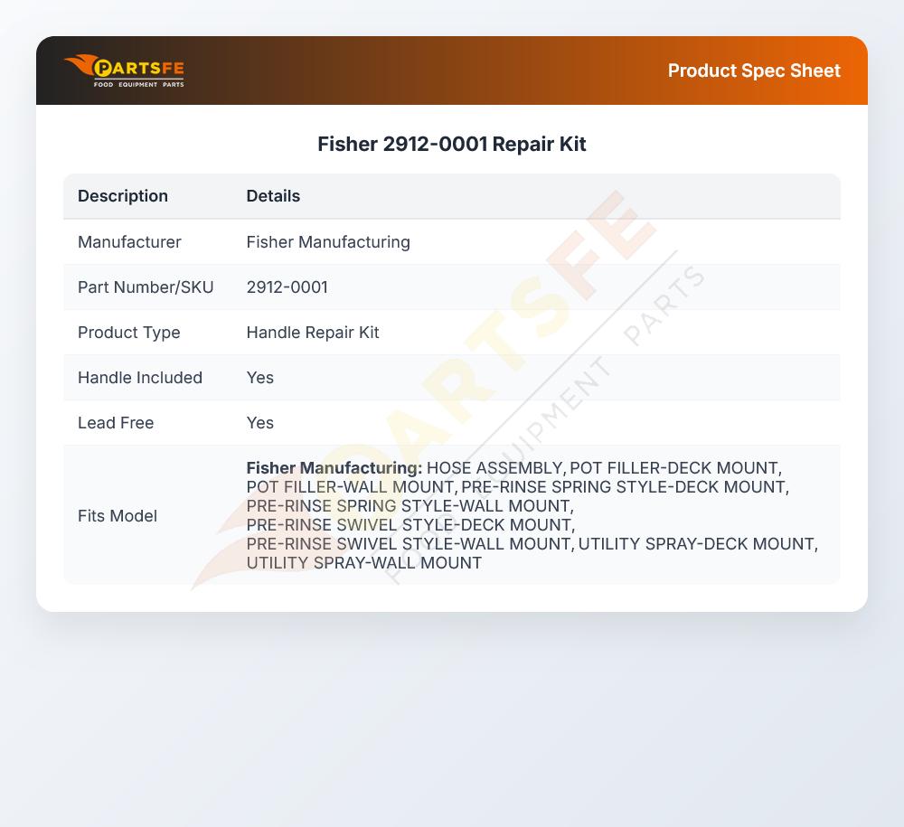 Fisher 2912-0001 Repair Kit