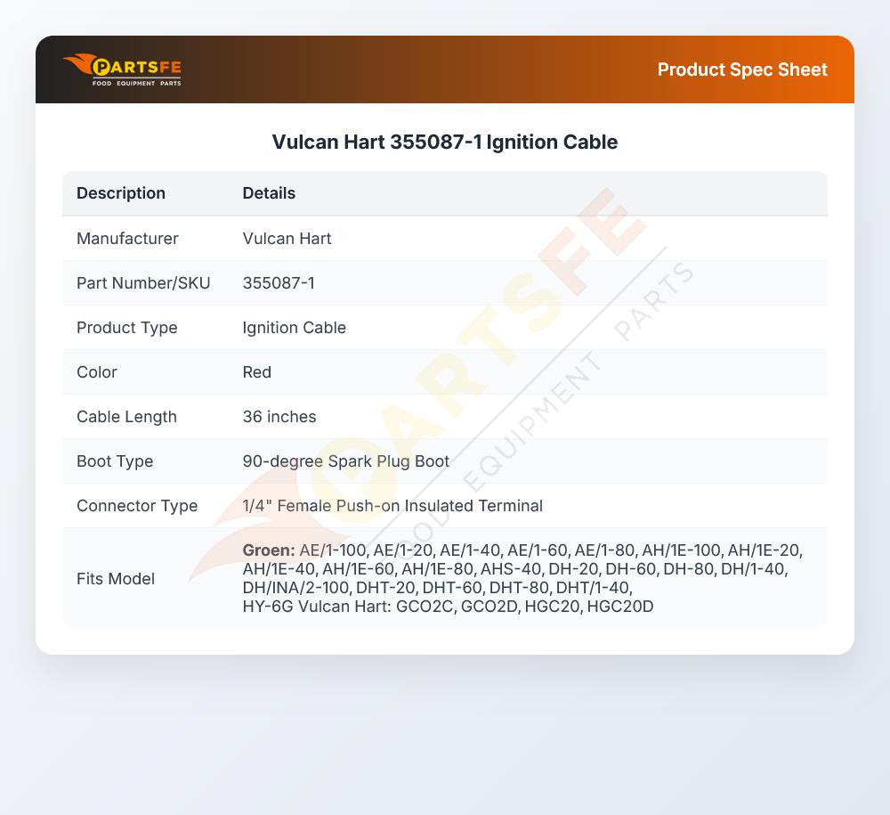 Vulcan Hart 355087-1 Ignition Cable