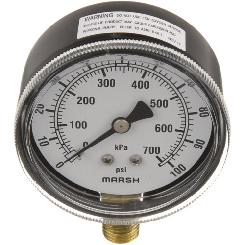 Cleveland 07169 2-1/2" Dual Scale Pressure Gauge, 1/4" MPT Bottom