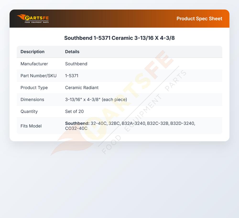 Southbend 1-5371 Ceramic 3-13/16 X 4-3/8