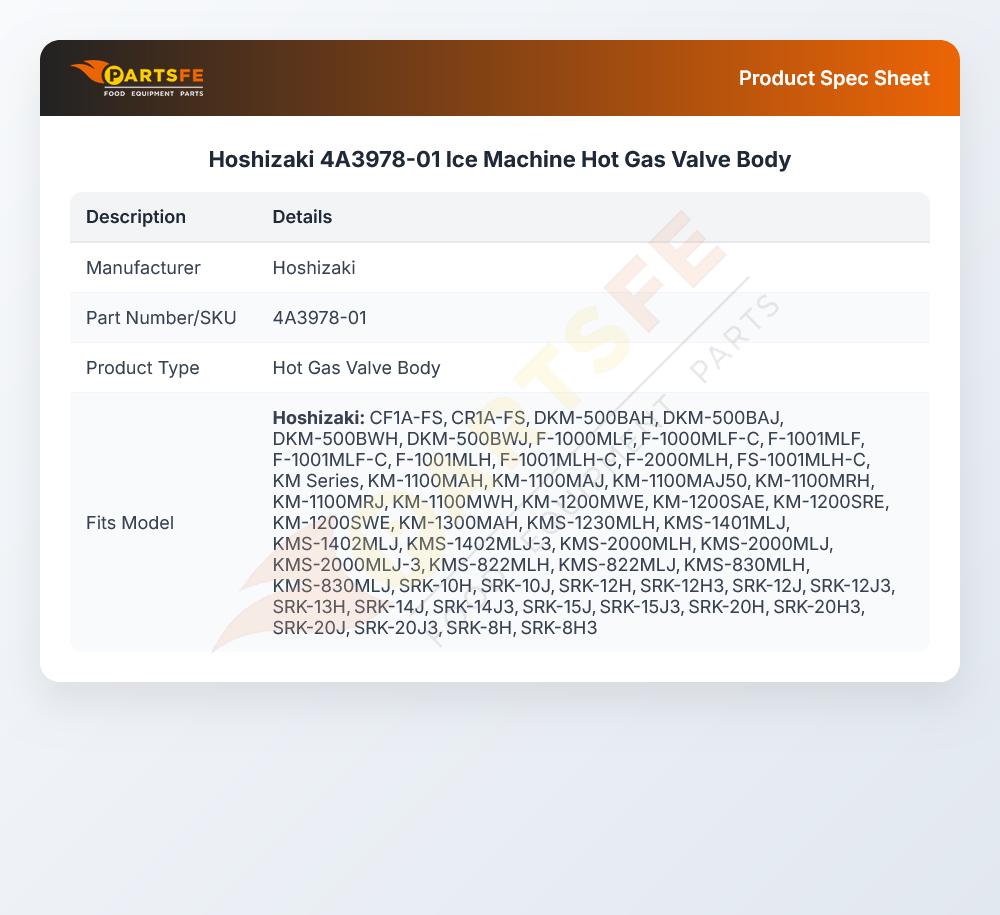 Hoshizaki 4A3978-01 Ice Machine Hot Gas Valve Body