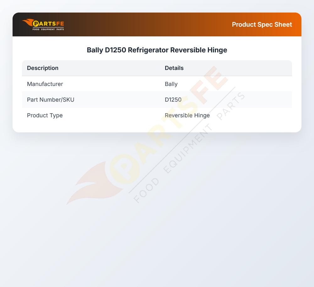 Bally D1250 Refrigerator Reversible Hinge