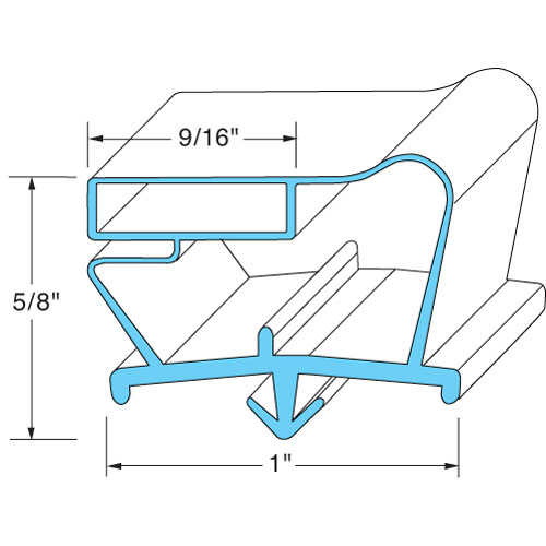 Beverage Air 703-963D04 Grey Door Gasket, 23-1/8" X 62-3/4", 9/16" MAG