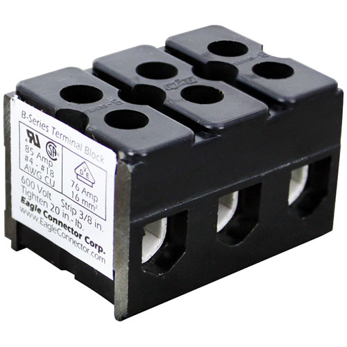 Hatco R02-15-046 3-Pole Terminal Block, 600V, 85A