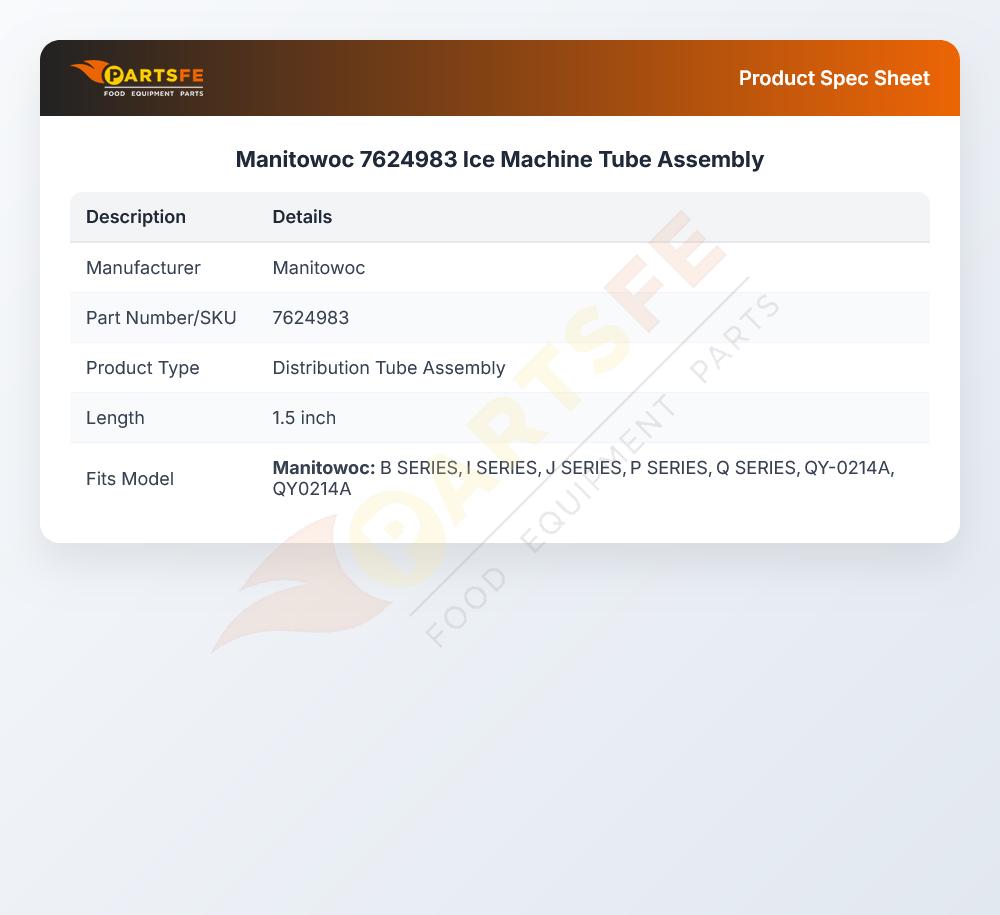 Manitowoc 7624983 Ice Machine Tube Assembly