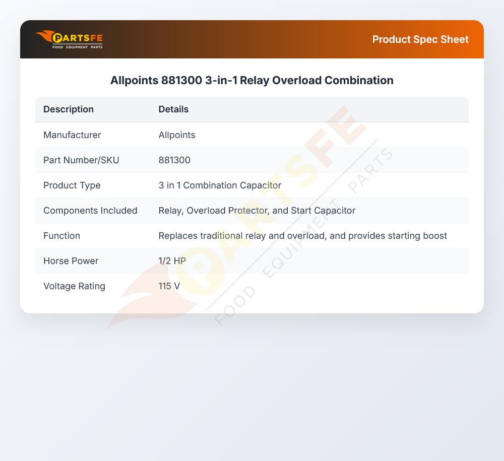 Allpoints 881300 3-in-1 Relay Overload Combination