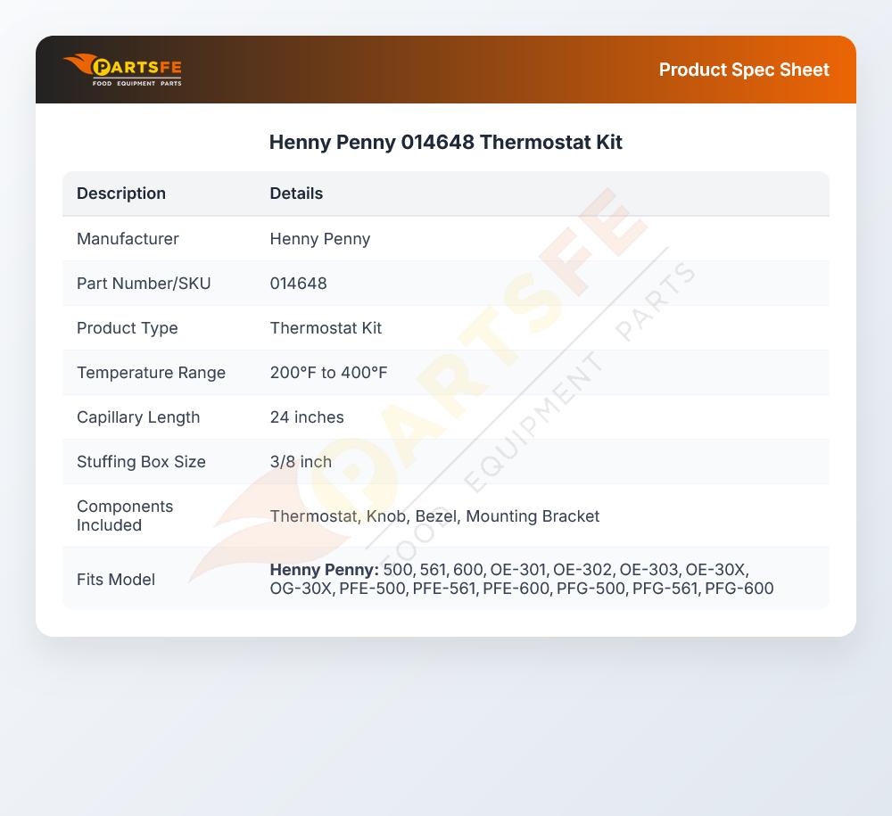 Henny Penny 014648 Thermostat Kit