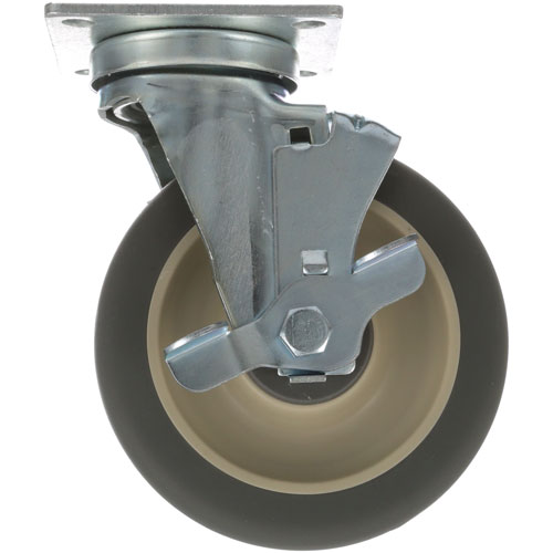 Hobart 497001-2 5" x 1-1/4"  Polyurethane Plate Mount Caster Wheel W/ Brake