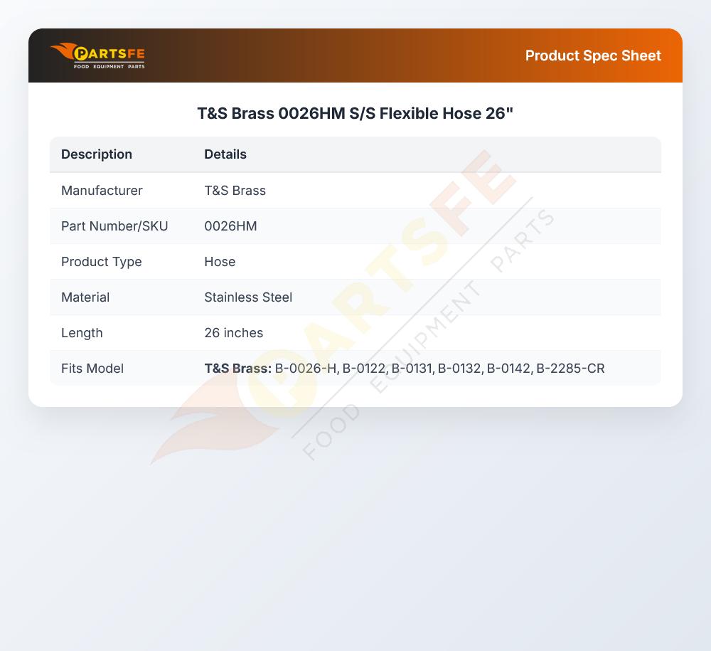 T&S Brass 0026HM S/S Flexible Hose 26"
