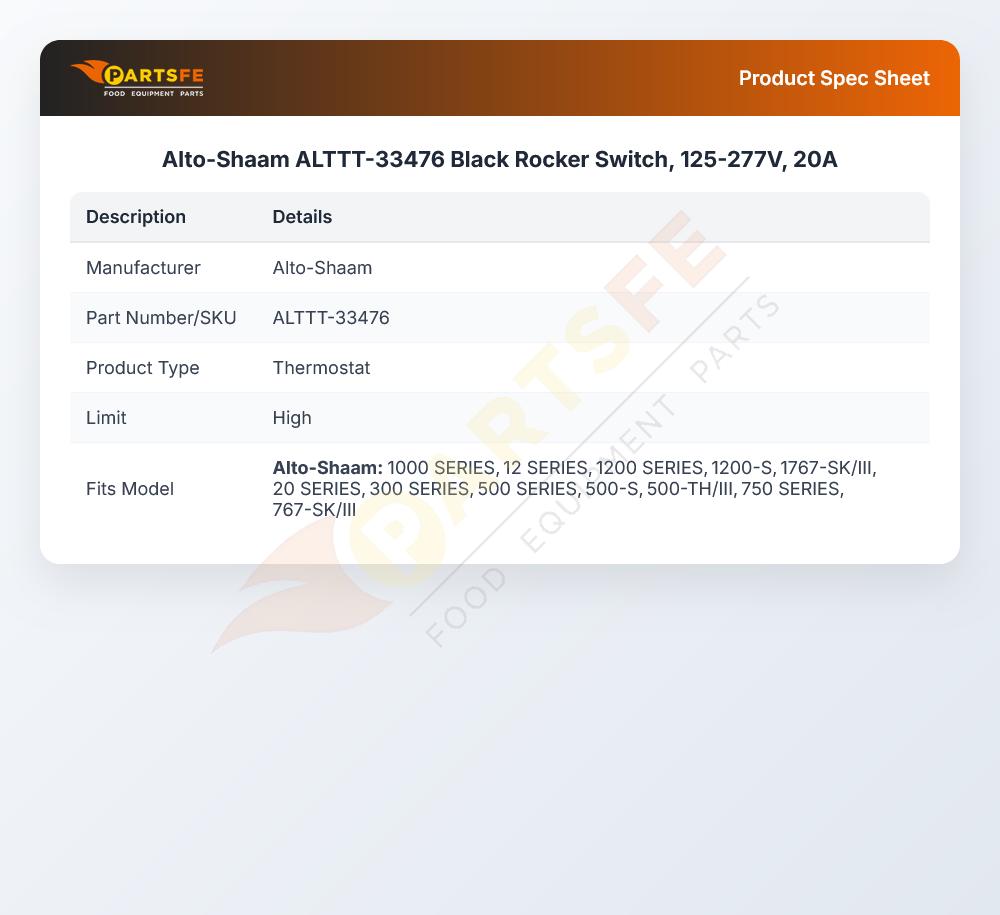 Alto-Shaam ALTTT-33476 High-Limit Thermostat 16A DPST