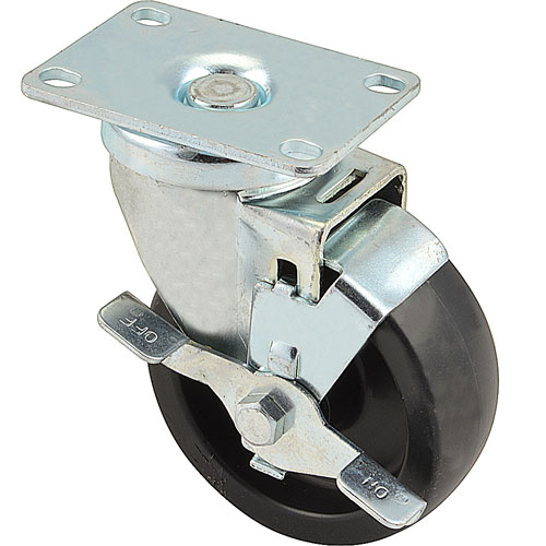 Delfield 3234180 Swivel Plate Caster with Brake, 4"