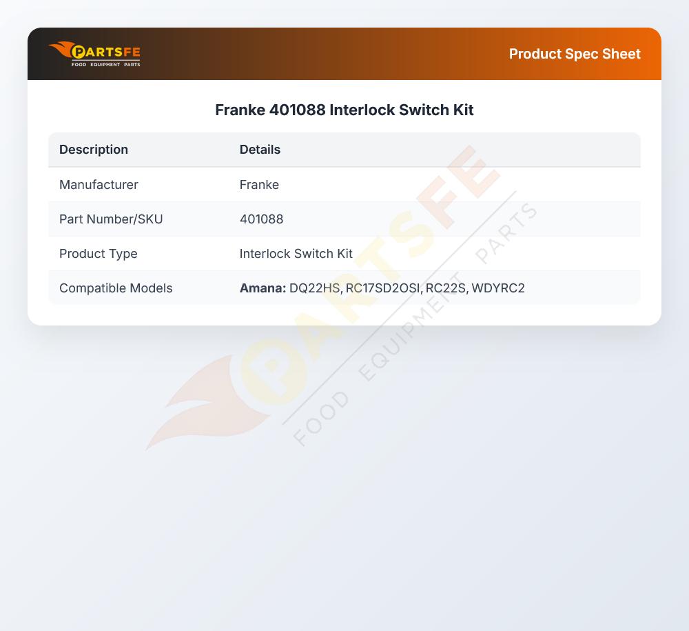 Franke 401088 Interlock Switch Kit