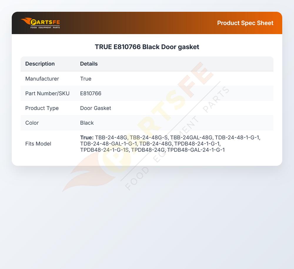 TRUE E810766 Black Door gasket
