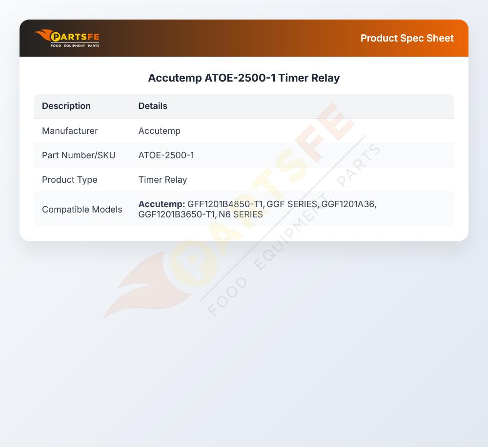 Accutemp ATOE-2500-1 Timer Relay