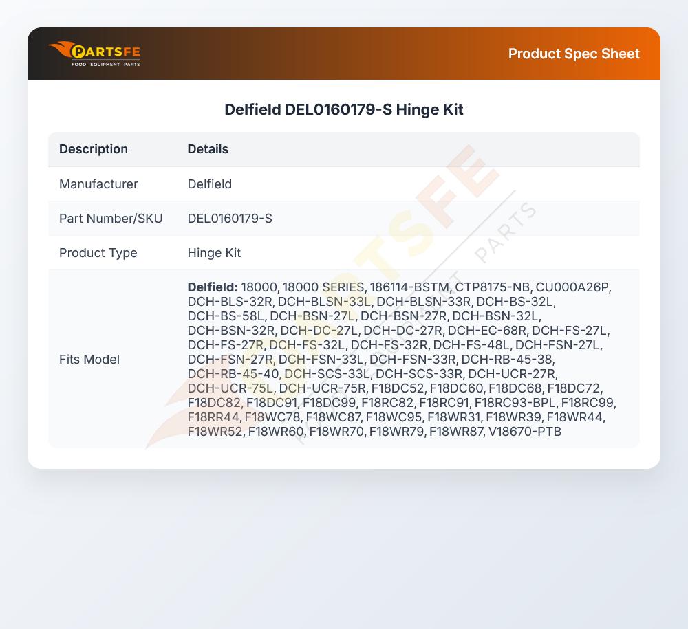 Delfield DEL0160179-S Hinge Kit
