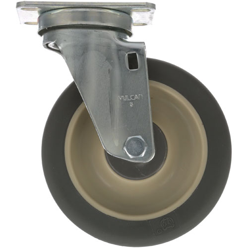 Component Hardware Group C21-2050 Swivel Plate Caster with Polyurethane Wheels, 5" DIA X 1-1/4" Wide, 300 LB Capacity