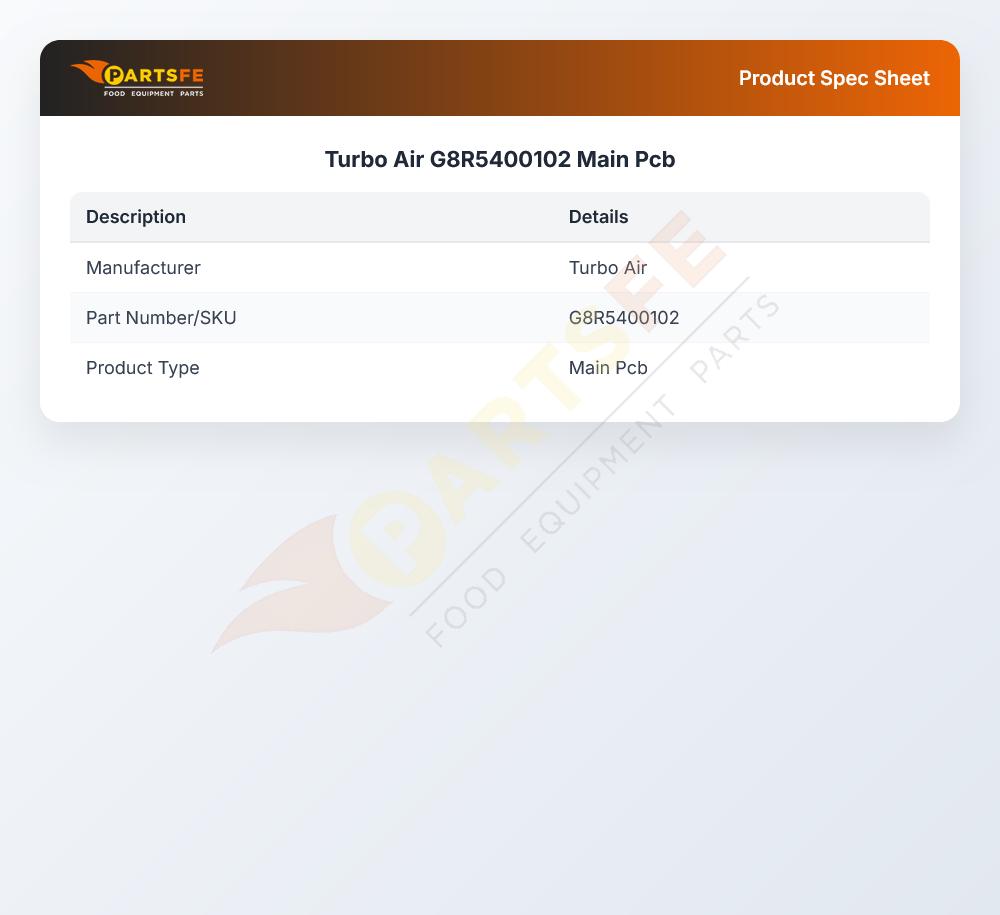 Turbo Air G8R5400102 Main Pcb