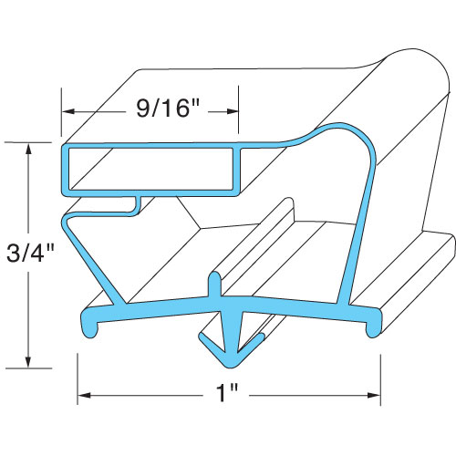Beverage Air 703-963D-01 9/16" Gray Mag Door Gasket, 14-5/8" X 19-5/8"