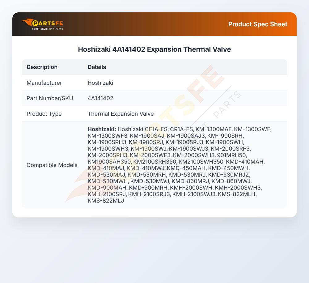 Hoshizaki 4A141402 Expansion Thermal Valve