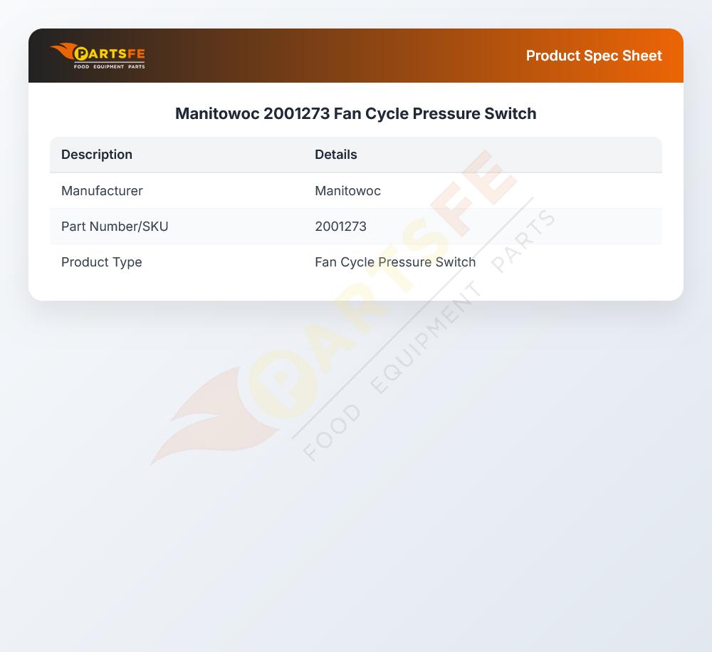 Manitowoc 2001273 Ice Machine Fan Cycle Pressure Switch