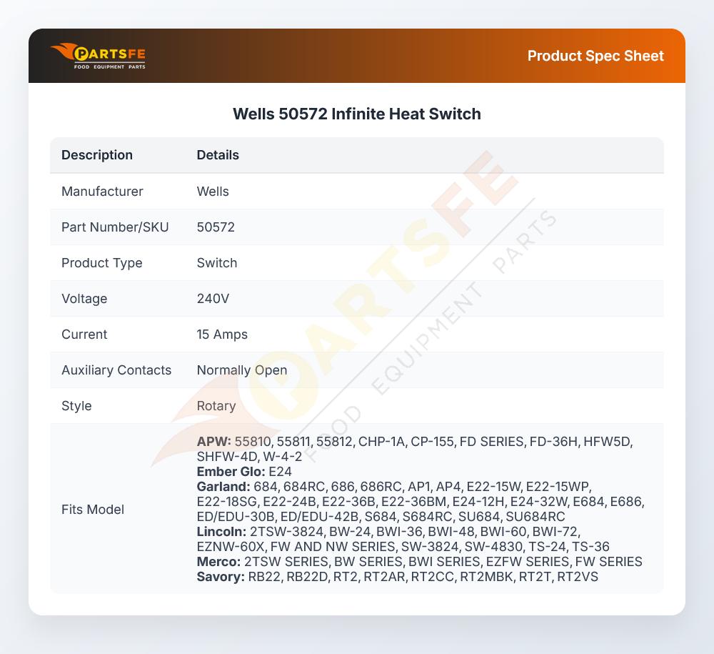 Wells 50572 Infinite Heat Switch