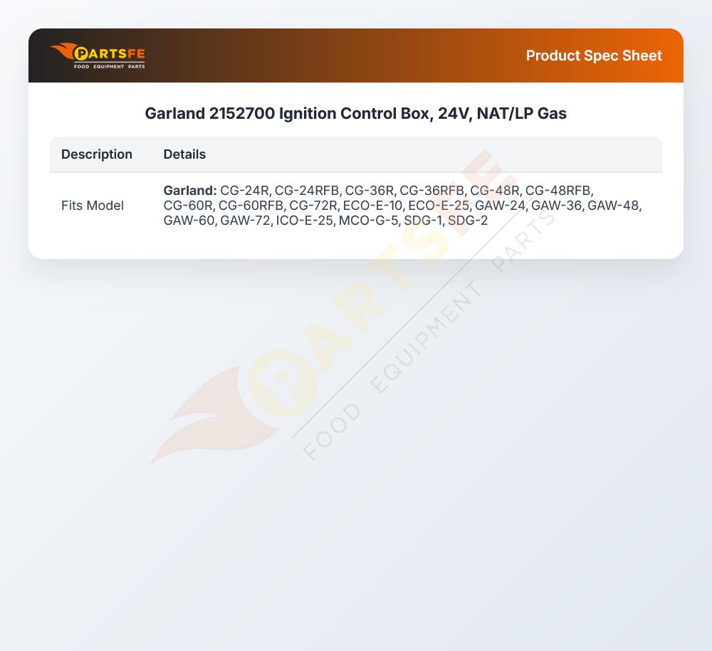 Garland 2152700 Griddle Ignition Control Box 24V