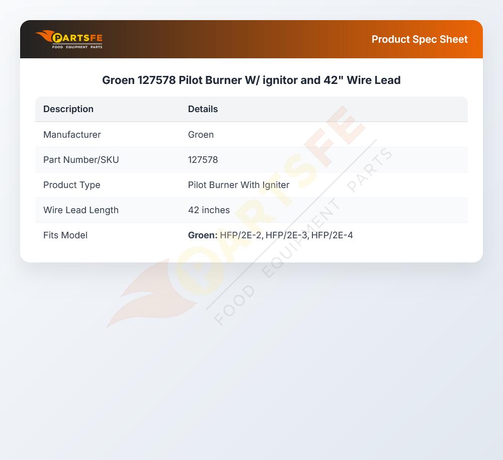 Groen 127578 Pilot Burner With Ignitor Assembly