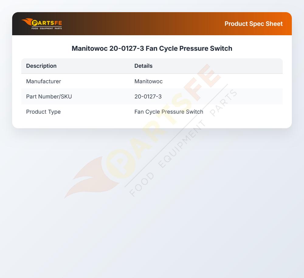 Manitowoc 20-0127-3 Fan Cycle Pressure Switch
