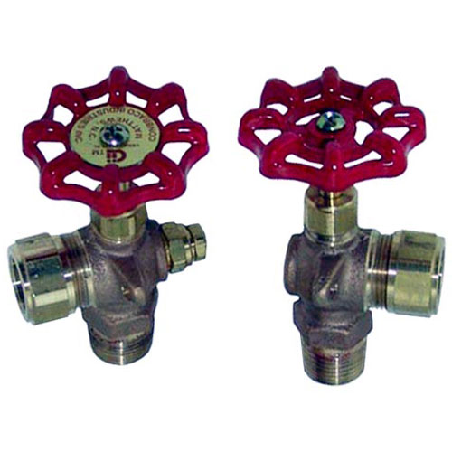Crown Steam 5395-1 Water Gauge Valve Set 1/2" X 5/8" OD Glass Tub