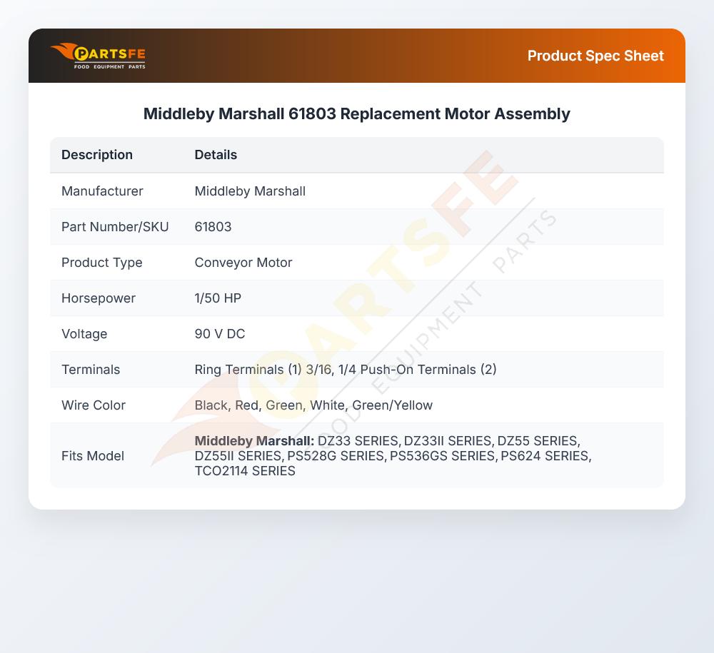 Middleby Marshall 61803 Conveyor Motor Assembly