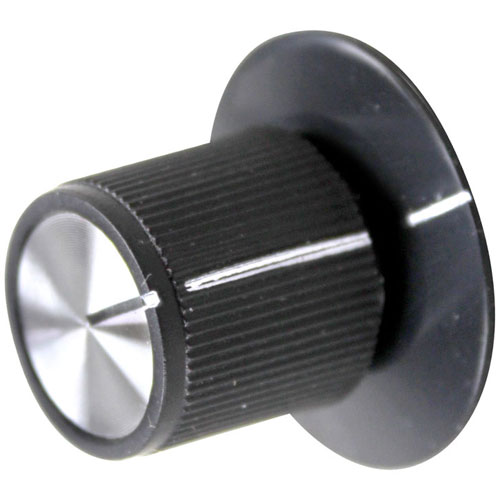 Hatco HT02.20.033 Black Pointer Knob W/white Indicator, 1-1/8" DIA, .187 FLAT RIGHT