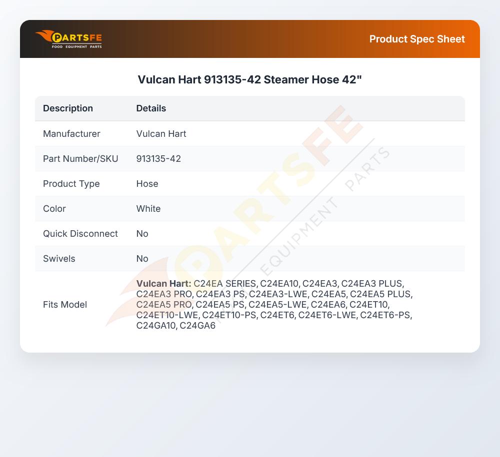 Vulcan Hart 913135-42 Steamer Hose 42"