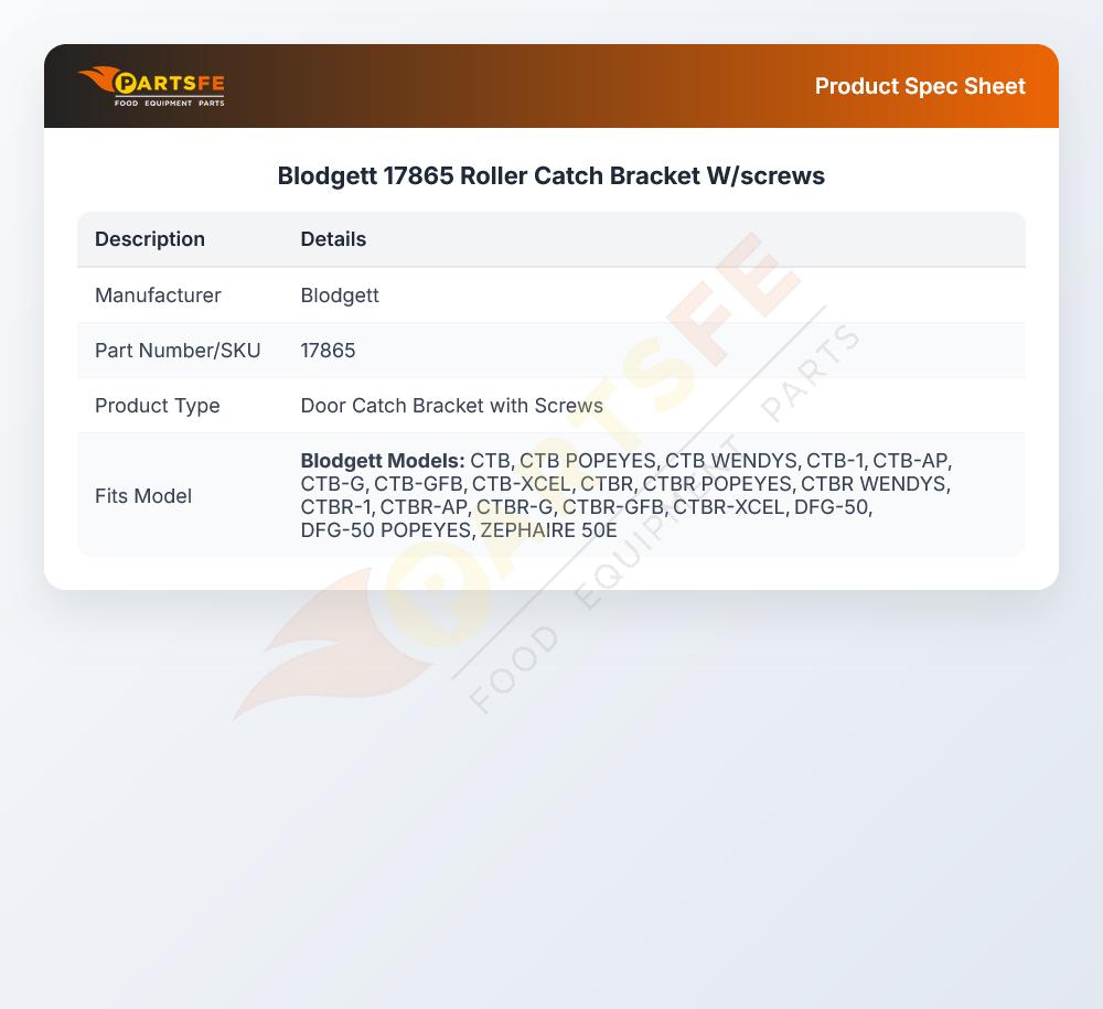 Blodgett 17865 Oven Roller Latch With Screws