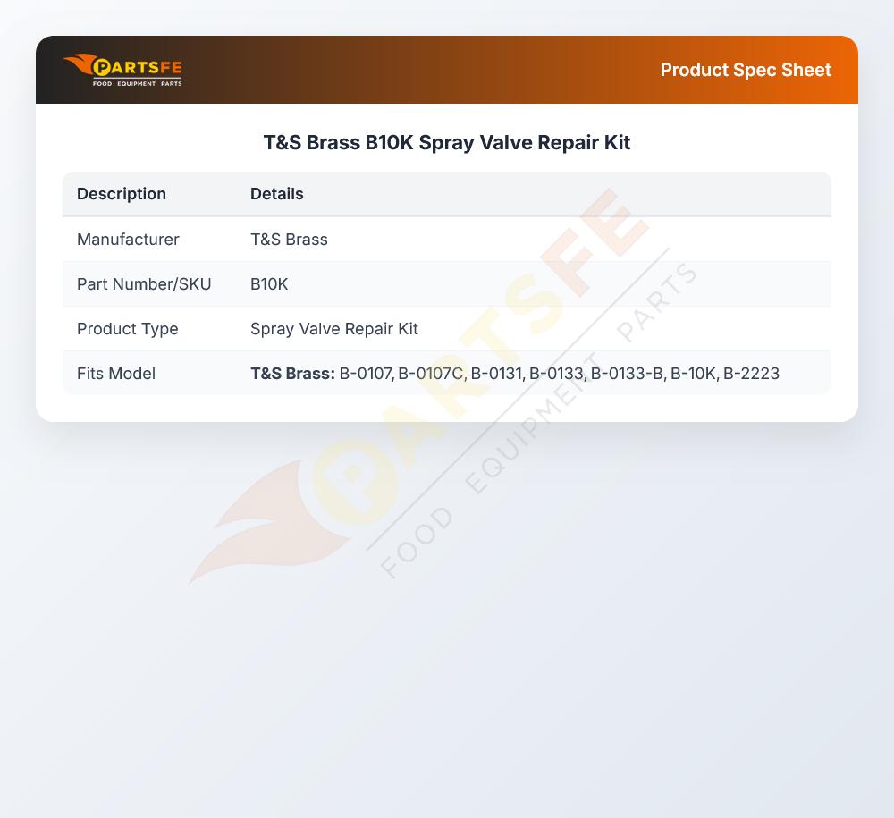 T&S Brass B10K Spray Valve Repair Kit