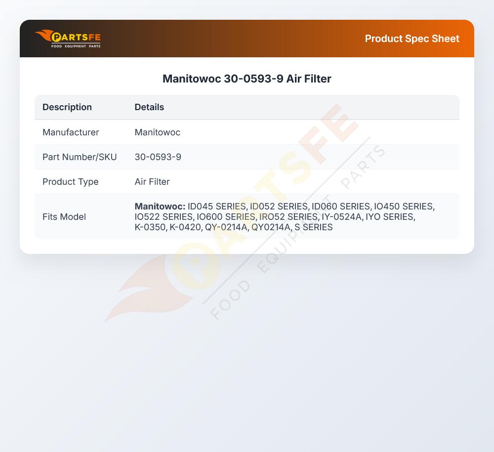 Manitowoc 30-0593-9 Air Filter