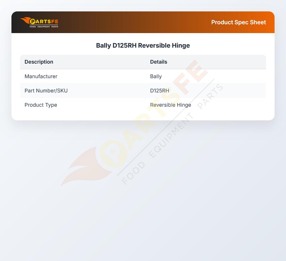 Bally D125RH Reversible Hinge