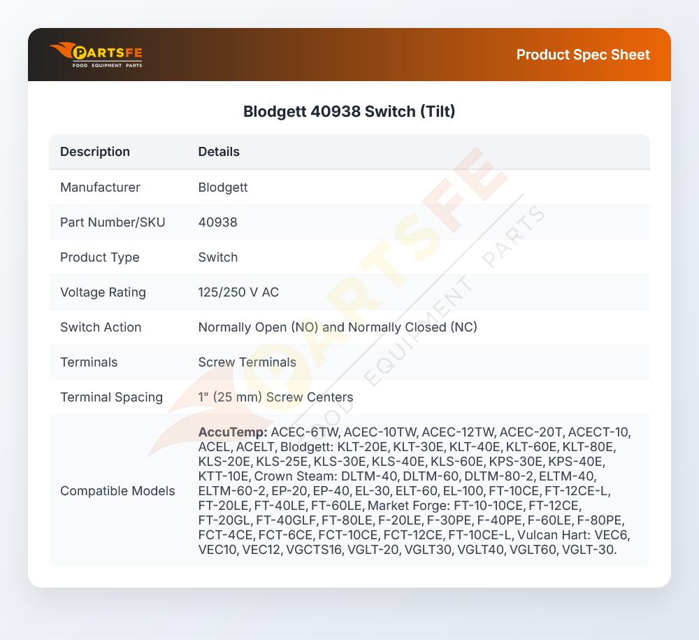 Blodgett 40938 Switch (Tilt)