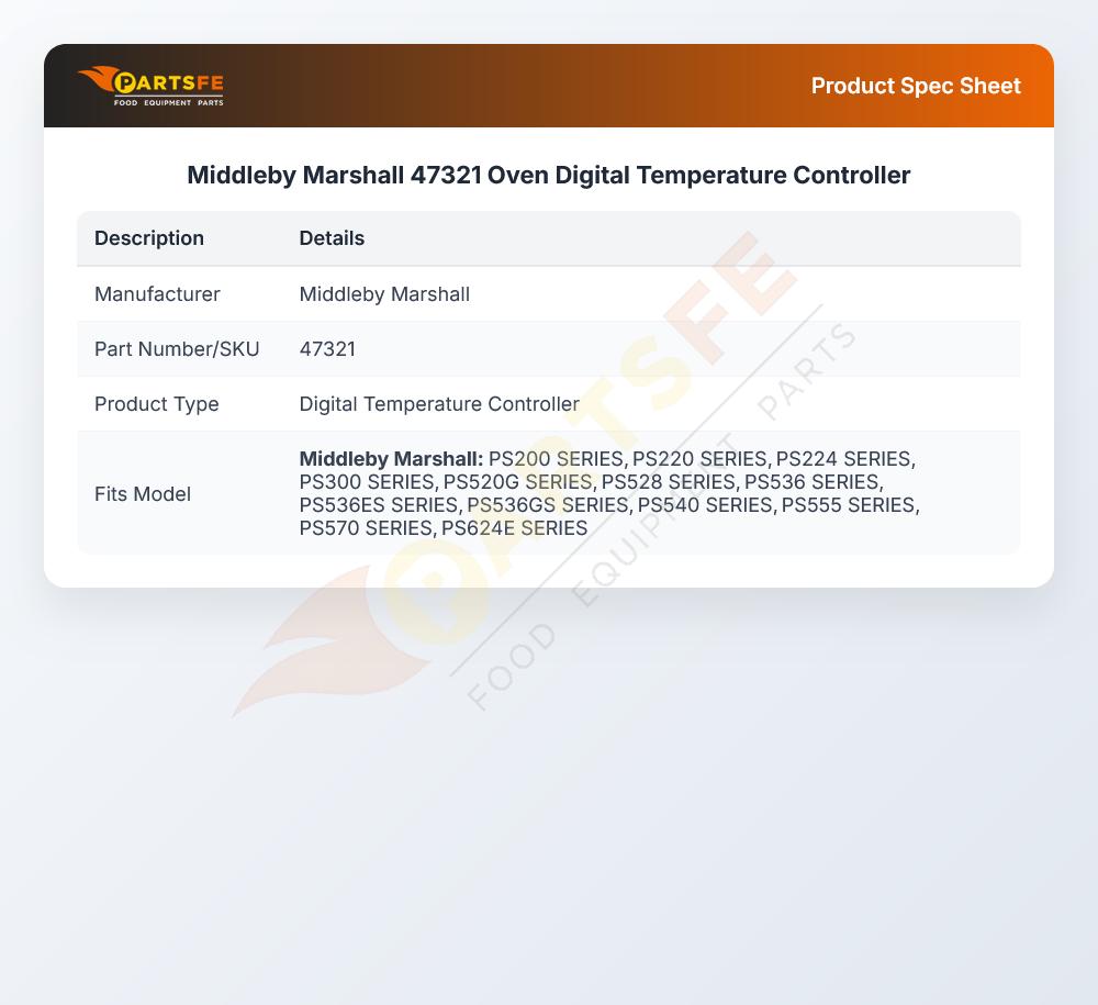 Middleby Marshall 47321 Oven Digital Temperature Controller