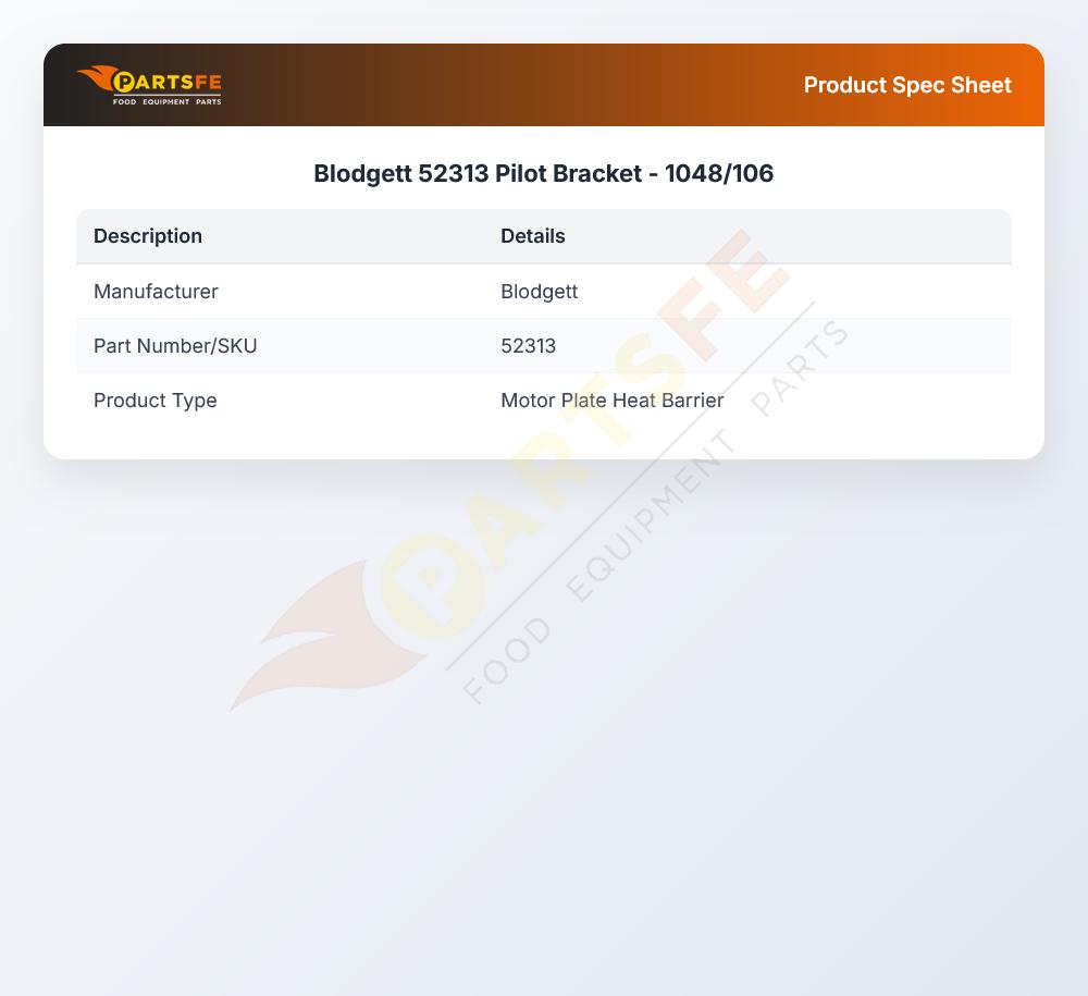 Blodgett 52313 Pilot Bracket Assembly 1048/1060