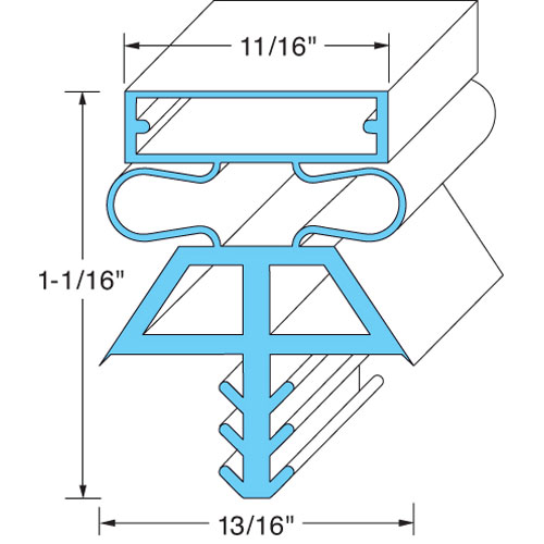 Vollrath/Idea-Medalie 22525 4 Sided Gray Door Gasket W/ 3 Dart Snap-In Mount