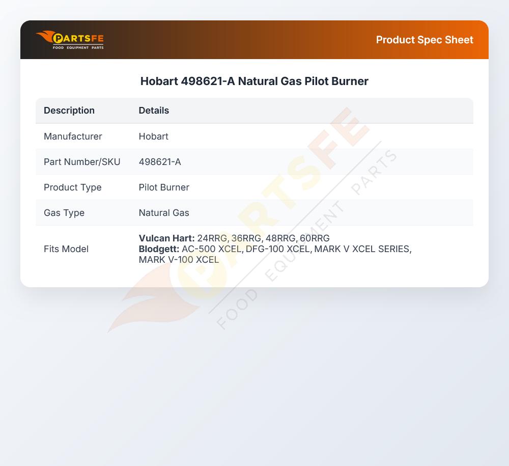 Hobart 498621-A Natural Gas Pilot Burner