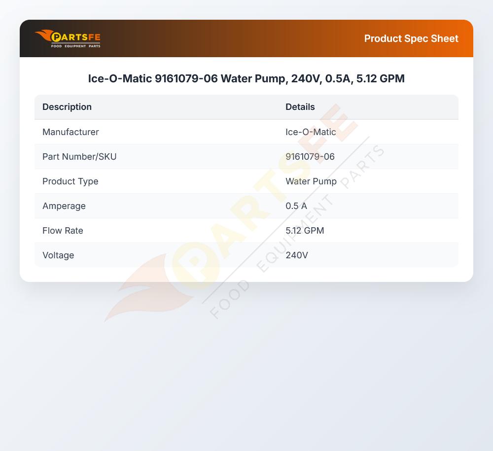 Ice-O-Matic 9161079-06 Water Pump 5.12 GPM 0.5A 240V