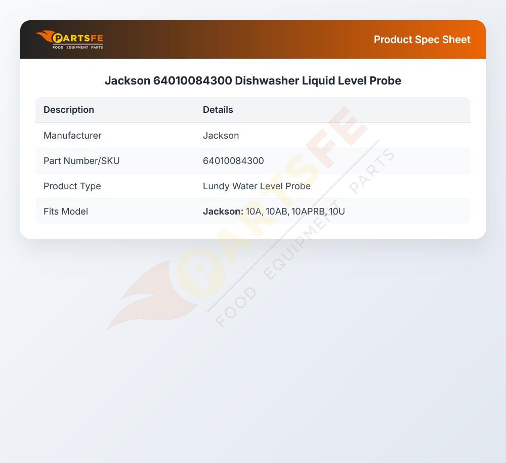 Jackson 64010084300 Dishwasher Liquid Level Probe