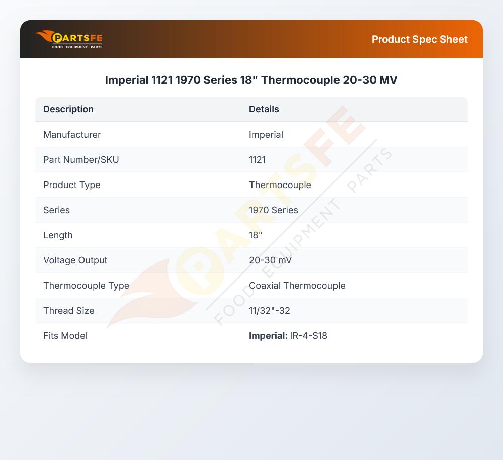 Imperial 1121 1970 Series 18" Thermocouple 20-30 MV